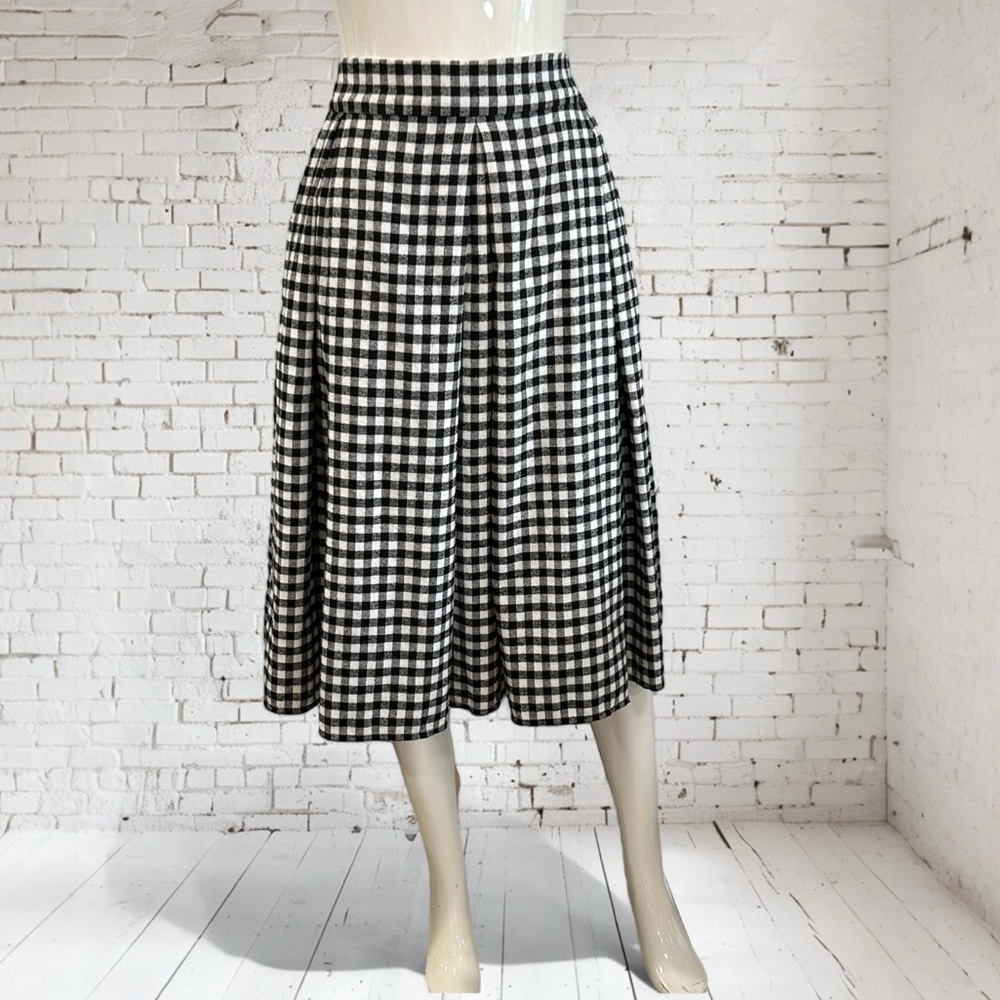 Handmade Vintage Upcycled Checked Flannel Pleated Skirt